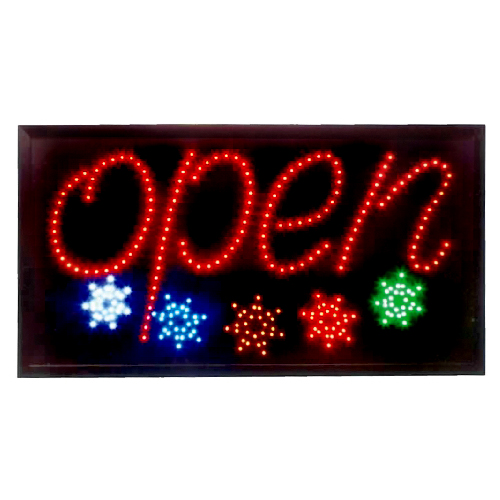 Open Sign, Animated LED Window Display with Star and Waves