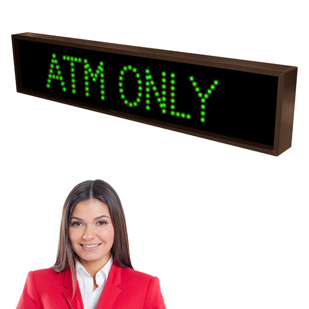 ATM ONLY Sign with Bright Green Lights 120 Volt, 7x34