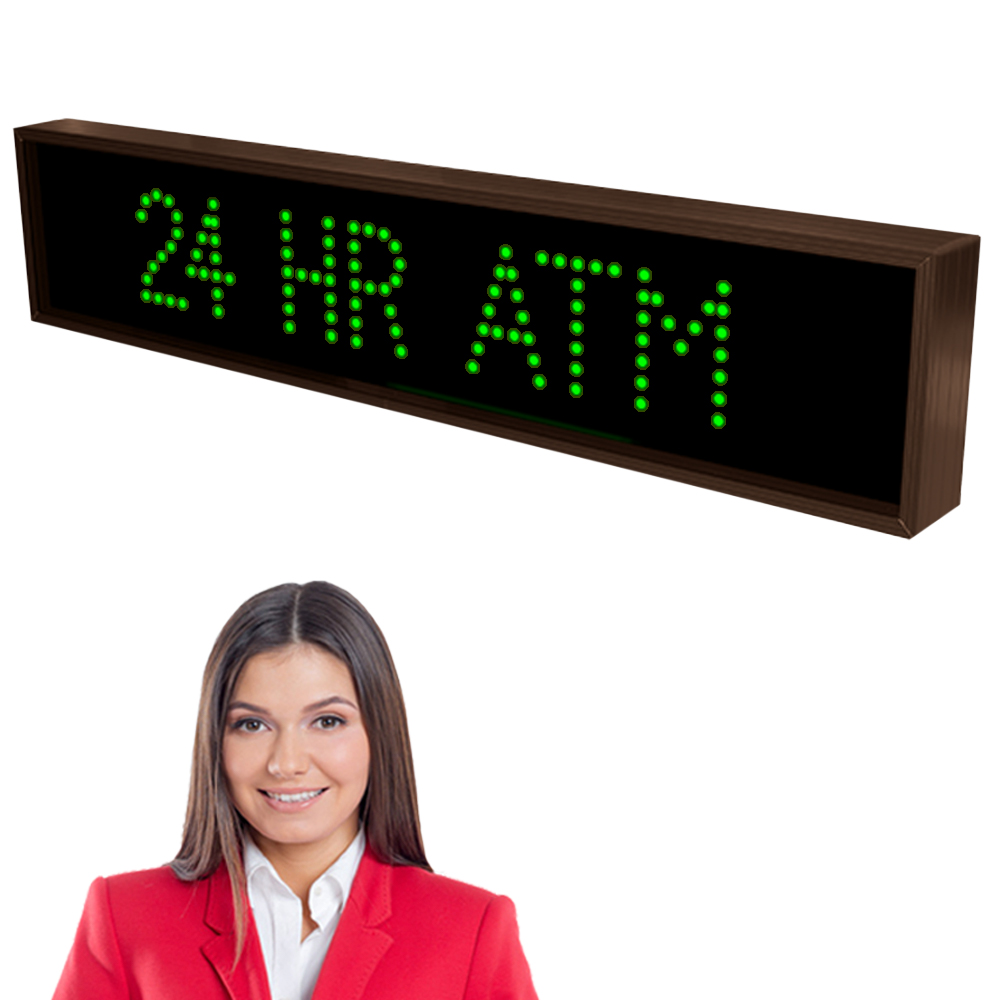 24 HR ATM Illuminated Bank Sign 120 Volt, 7x34
