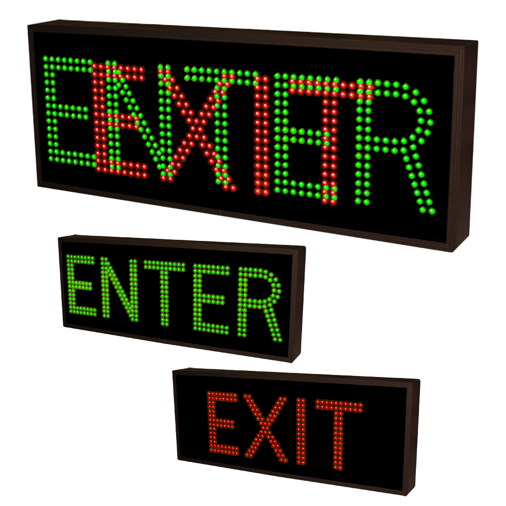Outdoor ENTER, EXIT LED Sign Brightly Lit 120-277 VAC, 10x26