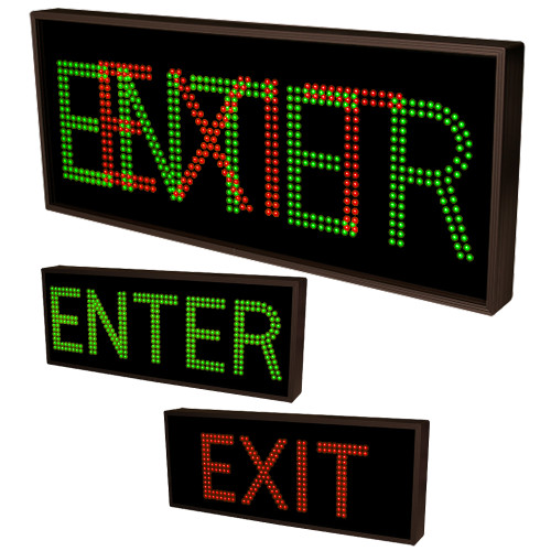 ENTER and EXIT LED Sign with Double Lights 120-277 VAC, 14x34 