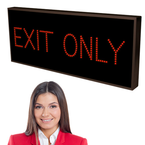 EXIT ONLY Sign with Bright Red Lights 120-277 VAC, 14x34 