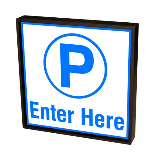 Backlit Parking Sign P Symbol and Enter Here 120-277 VAC, 18x18