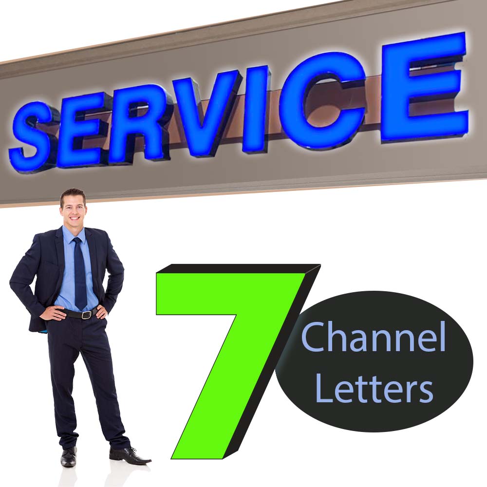 LED Channel Letter Sign, 7 Letters 12 to 36 Inches Tall