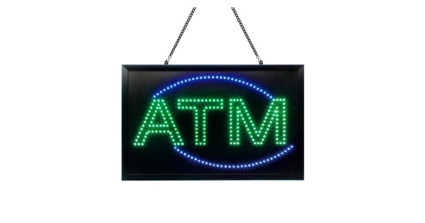 LED ATM Open Light Sign Super Bright Electric Advertising Display Board for Business Shop Store Window Bedroom Decor 24 x 12 inches 