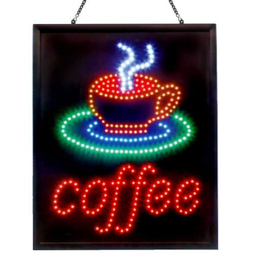 Animated LED Coffee Sign, 24x12 Flashing Lights, 4 Color LED