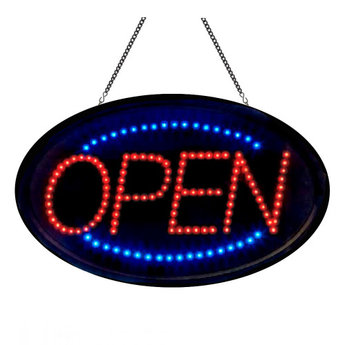LED Open Sign, 23x14 Oval Display, Animated Lighting