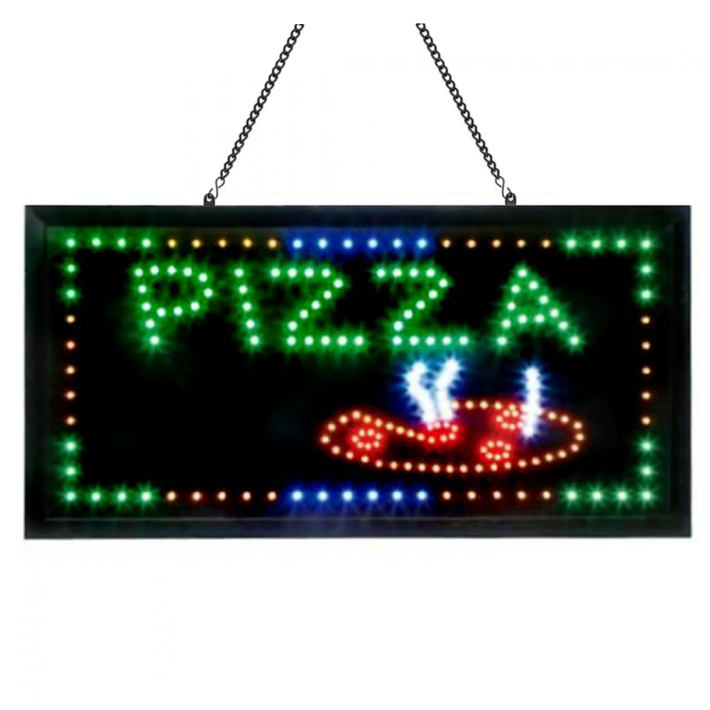 Animated LED Pizza Sign 24x12 with Bright 5 Color Flashing Lights