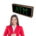 LED ATM Sign with Bright Green Lighting 120 Volt, 7x18