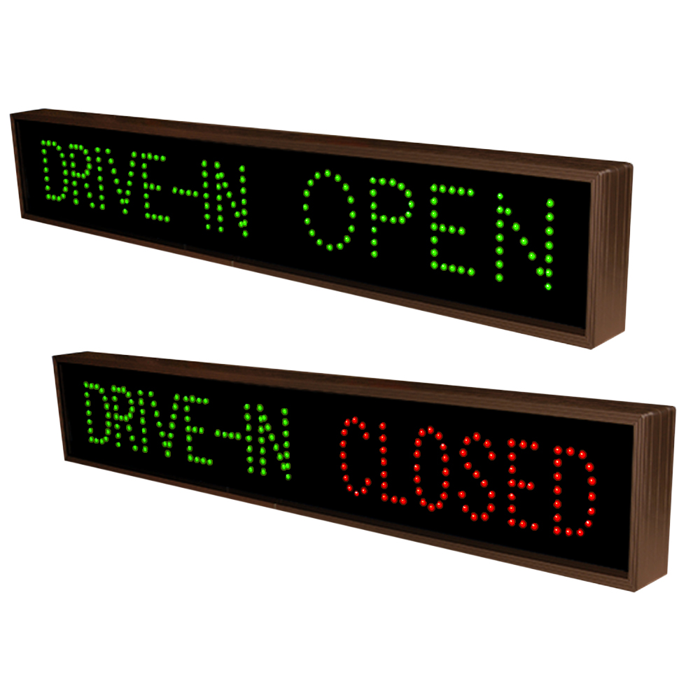 DRIVE-IN OPEN and CLOSED Sign with Bright LED Lights 120 Volt, 7x42