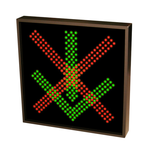 Down Arrow LED Sign with Red X Triple Lights 120-277 VAC, 18x18