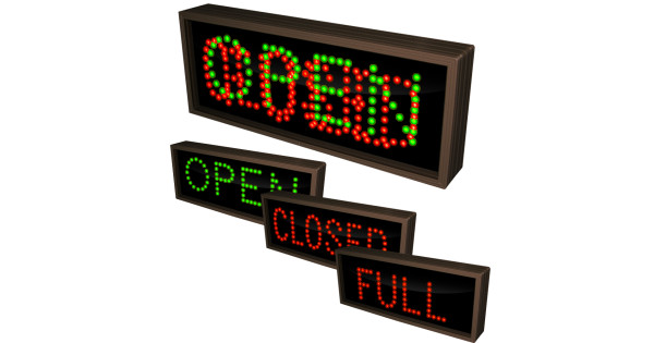 Outdoor LED OPEN or CLOSED or FULL Message Sign 5907 Parking Signs