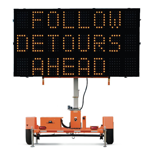 LED Traffic Control Trailer Message Sign - 3 Lines of Text
