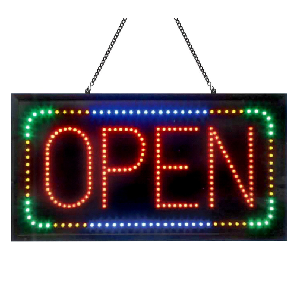 Open Sign, Animated LED  Business Sign with Multicolored Border