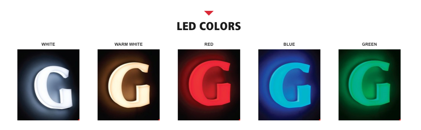 LED Colors for Illuminated Letters